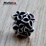 925 Sterling Silver Mistletoe Flowers Charm Bead for Bracelet