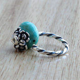 Mistletoe 925 Silver Ring Flower Charm Bead for Bracelet