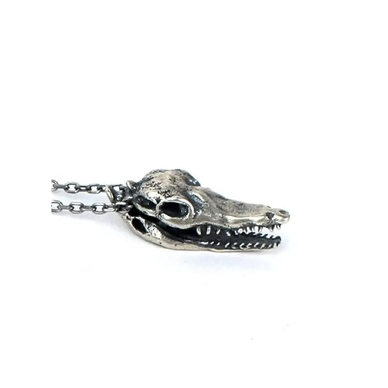 925 Sterling Silver Dinosaur Skull Pendant Necklace European Jewelry