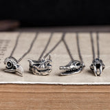 925 Sterling Silver Dinosaur Skull Pendant Necklace European Jewelry