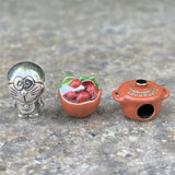 Sterling Silver Enamel Cartoon Cat Rice Cooker Charm Bead Jewelry