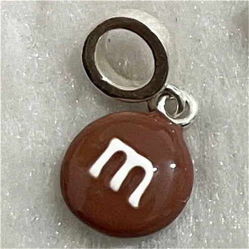 Colorful M Candy Dangle Charm Pendant 925 Sterling Silver Jewelry