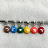 Colorful M Candy Dangle Charm Pendant 925 Sterling Silver Jewelry