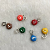 Colorful M Candy Dangle Charm Pendant 925 Sterling Silver Jewelry