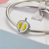 925 Sterling Silver Enamel Durian Charm Bead for European Jewelry