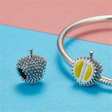 925 Sterling Silver Enamel Durian Charm Bead for European Jewelry