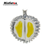 925 Sterling Silver Enamel Durian Charm Bead for European Jewelry