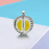 925 Sterling Silver Enamel Durian Charm Bead for European Jewelry