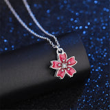 Mistletoe 925 Sterling Silver Enamel Cherry Blossoms Necklace