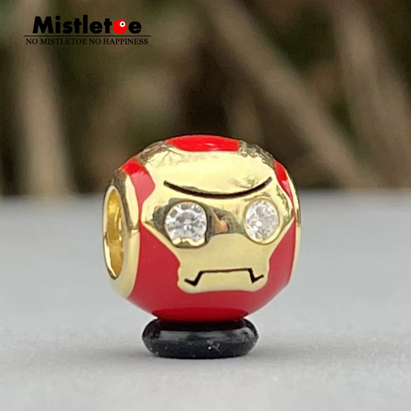 Enamel Mistletoe Charm Bead 925 Sterling Silver Jewelry