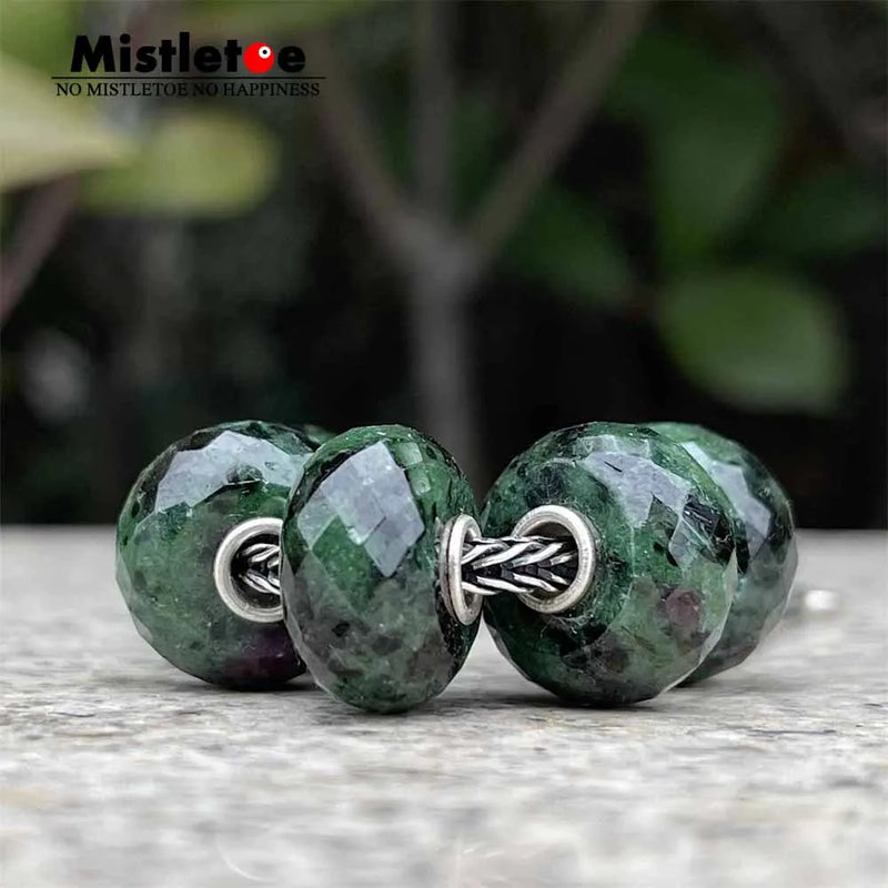 925 Sterling Silver Mistletoe Charm Bead for Bracelet Jewelry