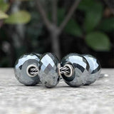 Mistletoe 925 Sterling Silver Faceted Iron ore Stone Charm Bead