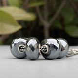 Mistletoe 925 Sterling Silver Faceted Iron ore Stone Charm Bead