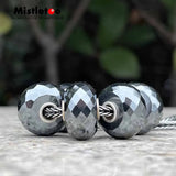 Mistletoe 925 Sterling Silver Faceted Iron ore Stone Charm Bead