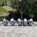 Mistletoe 925 Sterling Silver Faceted Iron ore Stone Charm Bead