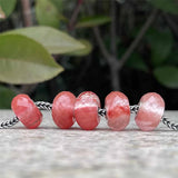 Watermelon Quartz Charm Bead for 3.0mm Bracelet - 925 Sterling Silver