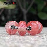 Watermelon Quartz Charm Bead for 3.0mm Bracelet - 925 Sterling Silver