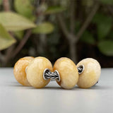 925 Sterling Silver Mistletoe Charm Bead with Yellow Fuchsite Quartzite Stone