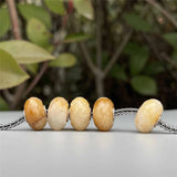 925 Sterling Silver Mistletoe Charm Bead with Yellow Fuchsite Quartzite Stone