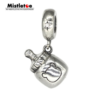 925 Sterling Silver Mistletoe Feeding Bottle Dangle Charm