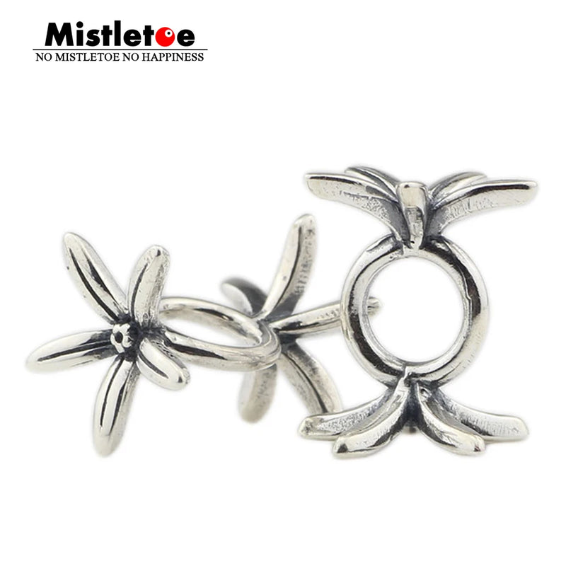Mistletoe 925 Sterling Silver Flowers Charm Bead European Jewelry
