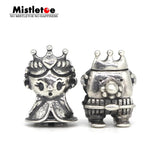 925 Silver Mistletoe King & Queen Charm Bead European Jewelry