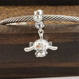 925 Silver Long-eared Dog Dangle Charm Pendant