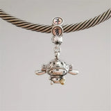 925 Silver Long-eared Dog Dangle Charm Pendant