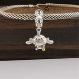 925 Silver Long-eared Dog Dangle Charm Pendant