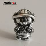 925 Sterling Silver Cute Bear Charm Bead for European Bracelets