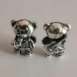 925 Silver Singing Bear Charm Bead European Jewelry