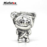 925 Sterling Silver Mummy Bandage Bear Charm Bead European Jewelry
