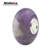 925 Silver Mistletoe Purple Crystal Charm Bead for Bracelet