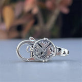 Mistletoe 925 Silver CZ Clock Watch Heart Lock Clasp Jewelry