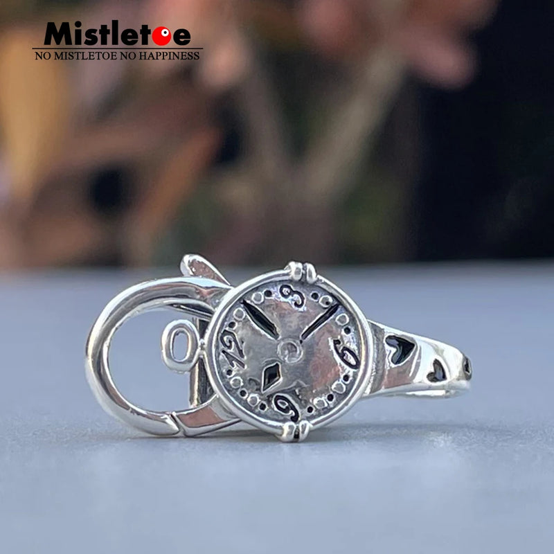 Mistletoe 925 Silver CZ Clock Watch Heart Lock Clasp Jewelry