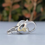 Sterling Silver Mistletoe Love Heart Lock Clasp European Jewelry