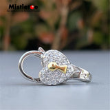 Sterling Silver Mistletoe Love Heart Lock Clasp European Jewelry