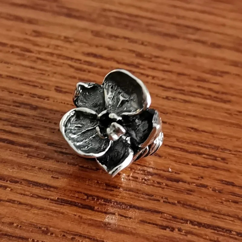 925 Silver Mistletoe Phalaenopsis Flower Charm Bead European Jewelry