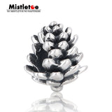 925 Sterling Silver Mistletoe Pinecone Charm Bead for Bracelet
