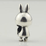 925 Silver Mistletoe Rabbit Charm Bead for European Jewelry