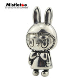 925 Silver Mistletoe Rabbit Charm Bead for European Jewelry