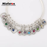 Mistletoe 925 Silver Beaded Heart Dangle Charm European Jewelry