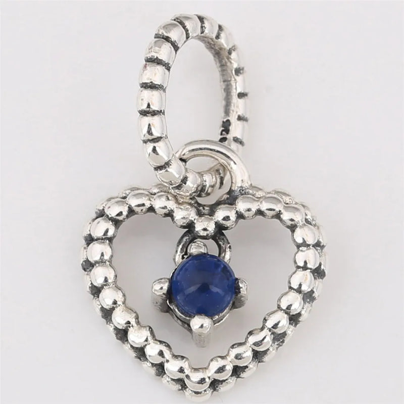Mistletoe 925 Silver Beaded Heart Dangle Charm European Jewelry