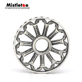 925 Sterling Silver Mistletoe Rose Window Charm Bead