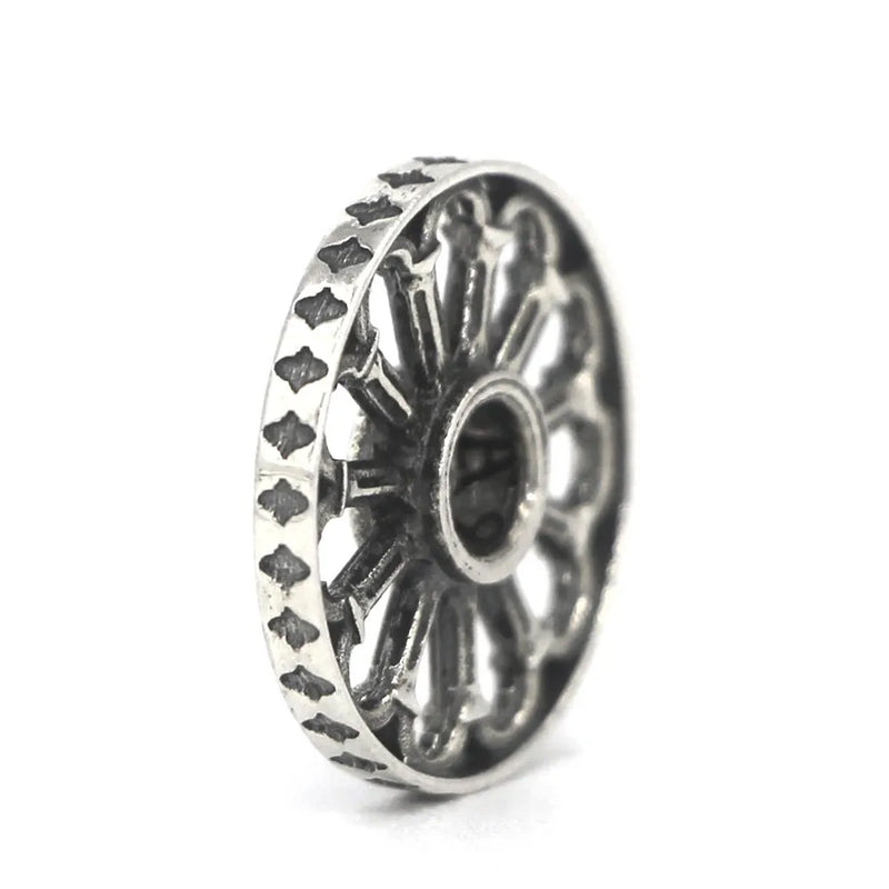 925 Sterling Silver Mistletoe Rose Window Charm Bead