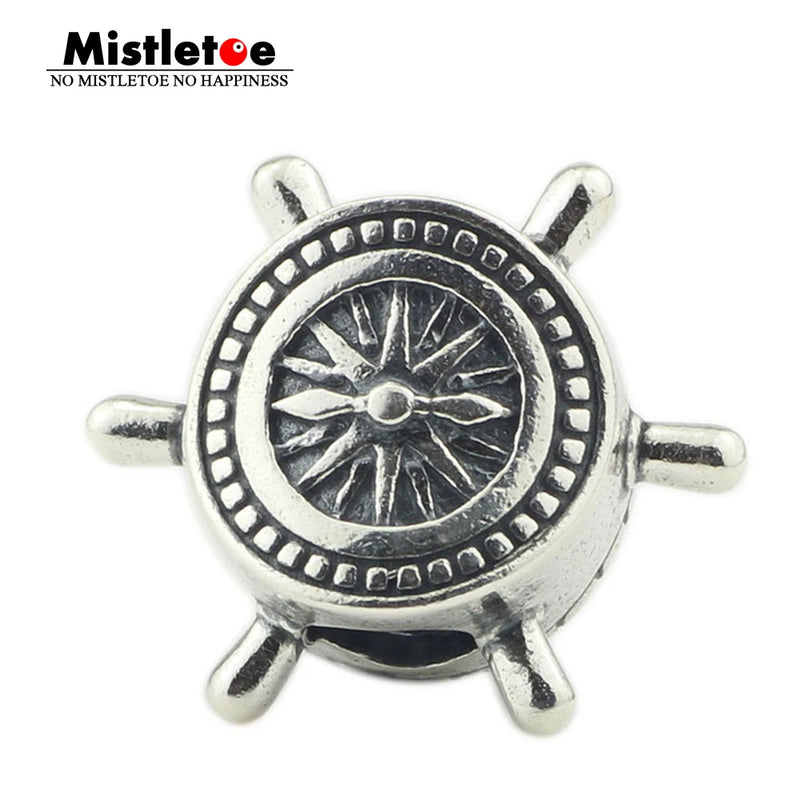 925 Silver Rudder Charm Bead for European Jewelry