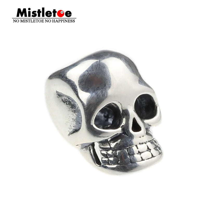 925 Sterling Silver Skull Charm Bead for Bracelet Jewelry