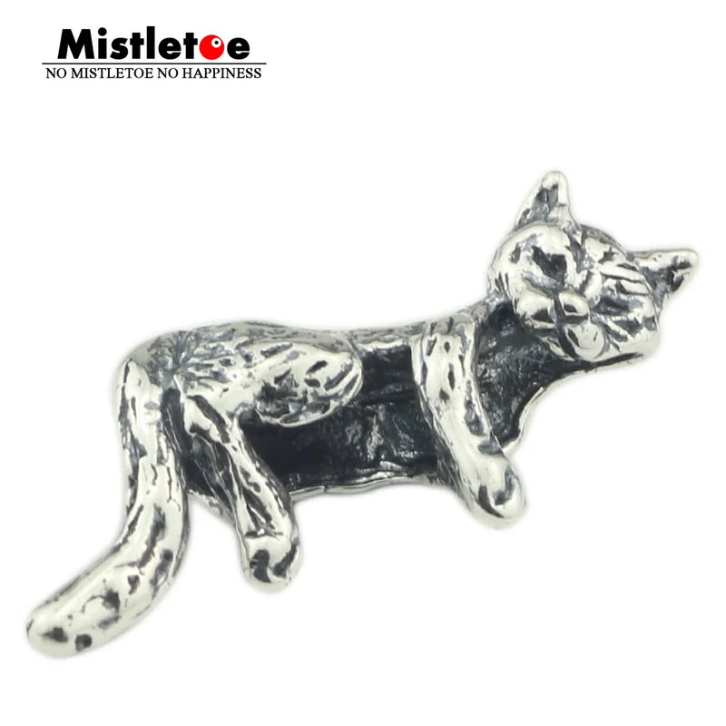 Sterling Silver Cat Charm Bead for European Jewelry