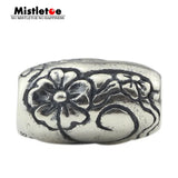 Mistletoe 925 Sterling Silver Flower Charm Bead Jewelry