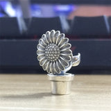 925 Sterling Silver Sunflower Potted Plant Charm Bead European Jewelry